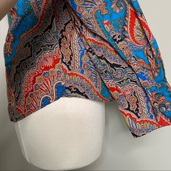 J. Crew Perfect Buttondown Shirt in Ratti Mediterranean Paisley, size 6 - Picture 5 of 12